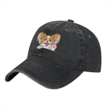 Load image into Gallery viewer, Personalized Papillon Baseball Cap - Waving Papillon Design - Match Your Dog's Coat Color-Hats &amp; Caps-Accessories,Baseball Caps,Dog Dad Gifts,Dog Mom Gifts,Papillon-6
