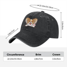 Load image into Gallery viewer, Personalized Papillon Baseball Cap - Waving Papillon Design - Match Your Dog's Coat Color-Hats &amp; Caps-Accessories,Baseball Caps,Dog Dad Gifts,Dog Mom Gifts,Papillon-7
