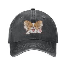 Load image into Gallery viewer, Personalized Papillon Baseball Cap - Waving Papillon Design - Match Your Dog's Coat Color-Hats &amp; Caps-Accessories,Baseball Caps,Dog Dad Gifts,Dog Mom Gifts,Papillon-Black-One Size-2