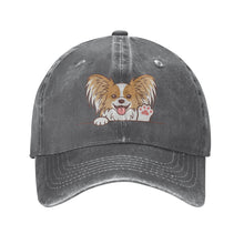 Load image into Gallery viewer, Personalized Papillon Baseball Cap - Waving Papillon Design - Match Your Dog's Coat Color-Hats &amp; Caps-Accessories,Baseball Caps,Dog Dad Gifts,Dog Mom Gifts,Papillon-Deep Heather-One Size-3