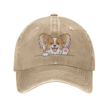 Load image into Gallery viewer, Personalized Papillon Baseball Cap - Waving Papillon Design - Match Your Dog's Coat Color-Hats &amp; Caps-Accessories,Baseball Caps,Dog Dad Gifts,Dog Mom Gifts,Papillon-Natural-One Size-4