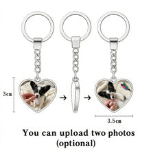 Load image into Gallery viewer, Personalized Papillon Keychain - Heart Shaped - Double-Sided Glass-Key Chain-Accessories,Keychain,Papillon,Upload Photo-2