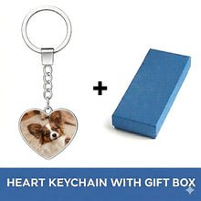 Load image into Gallery viewer, Personalized Papillon Keychain - Heart Shaped - Double-Sided Glass-Key Chain-Accessories,Keychain,Papillon,Upload Photo-3