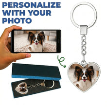 Load image into Gallery viewer, Personalized Papillon Keychain - Heart Shaped - Double-Sided Glass-Key Chain-Accessories,Keychain,Papillon,Upload Photo-1