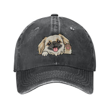 Load image into Gallery viewer, Personalized Pekingese Baseball Cap - Waving Pekingese Design - Match Your Dog's Coat Color-Hats &amp; Caps-Accessories,Baseball Caps,Dog Dad Gifts,Dog Mom Gifts,Pekingese-Black-One Size-1