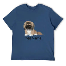 Load image into Gallery viewer, Personalized Pekingese Dad Cotton T Shirt-Apparel-Apparel, Dog Dad Gifts, Pekingese, Personalized, Shirt, T Shirt-Men&#39;s Cotton T Shirt-Navy Blue-Medium-12