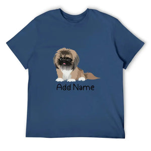 Personalized Pekingese Dad Cotton T Shirt-Apparel-Apparel, Dog Dad Gifts, Pekingese, Personalized, Shirt, T Shirt-Men's Cotton T Shirt-Navy Blue-Medium-12