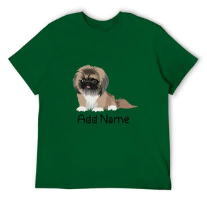 Personalized Pekingese Dad Cotton T Shirt-Apparel-Apparel, Dog Dad Gifts, Pekingese, Personalized, Shirt, T Shirt-Men's Cotton T Shirt-Green-Medium-16