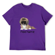 Load image into Gallery viewer, Personalized Pekingese Dad Cotton T Shirt-Apparel-Apparel, Dog Dad Gifts, Pekingese, Personalized, Shirt, T Shirt-Men&#39;s Cotton T Shirt-Purple-Medium-18