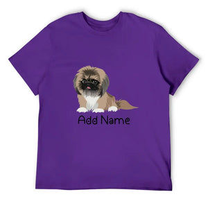 Personalized Pekingese Dad Cotton T Shirt-Apparel-Apparel, Dog Dad Gifts, Pekingese, Personalized, Shirt, T Shirt-Men's Cotton T Shirt-Purple-Medium-18