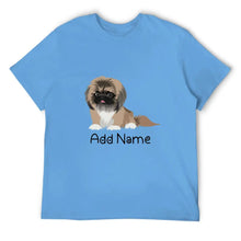 Load image into Gallery viewer, Personalized Pekingese Dad Cotton T Shirt-Apparel-Apparel, Dog Dad Gifts, Pekingese, Personalized, Shirt, T Shirt-Men&#39;s Cotton T Shirt-Sky Blue-Medium-2