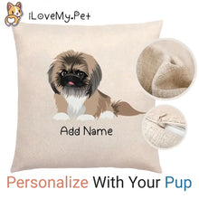 Load image into Gallery viewer, Personalized Pekingese Linen Pillowcase-Linen Pillow Case-Cotton-Linen-16"x16"