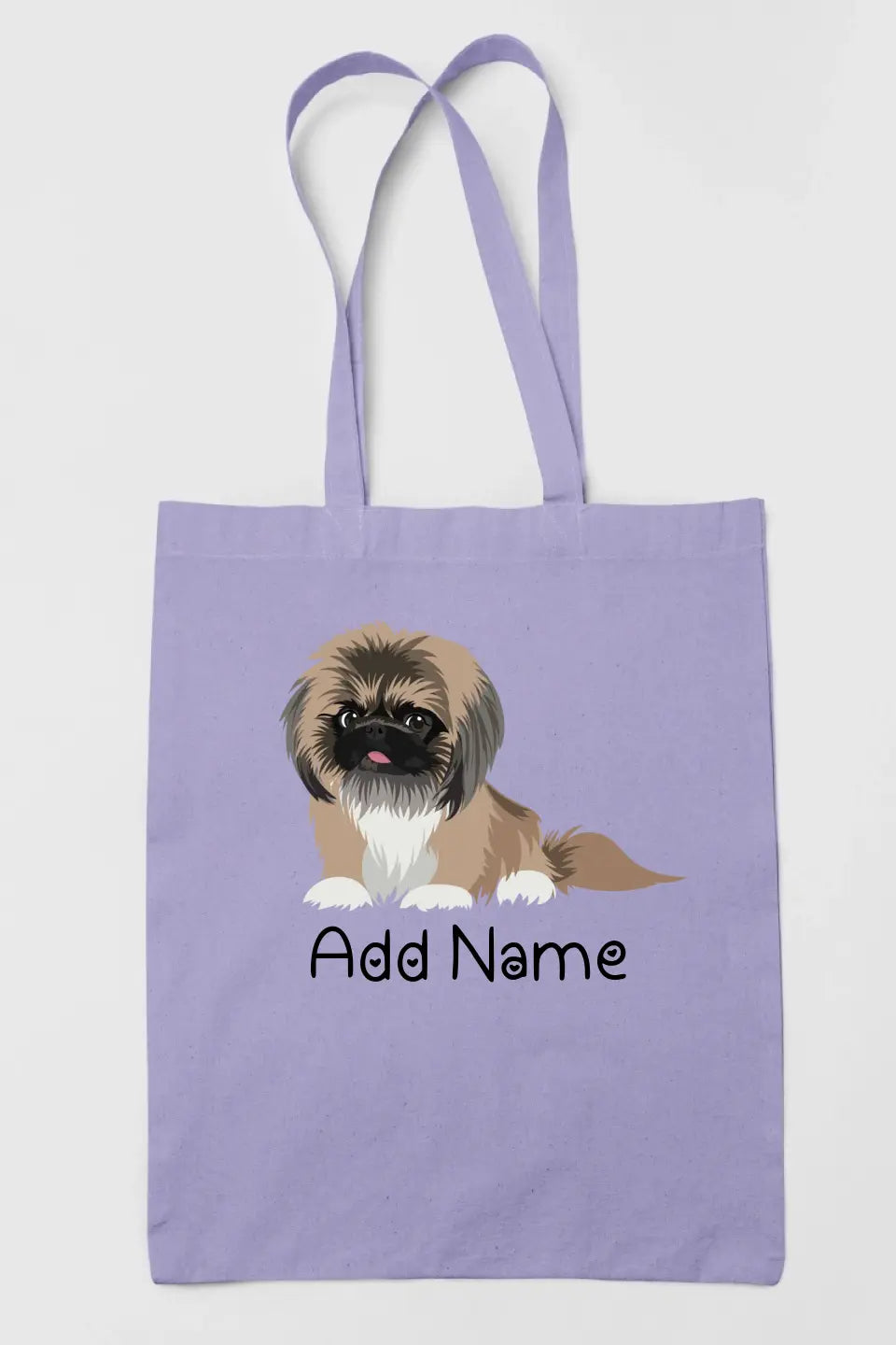 Personalized Pekingese Love Zippered Tote Bag-Accessories-Accessories, Bags, Dog Mom Gifts, Pekingese, Personalized-Zippered Tote Bag-Pastel Purple-Classic-2