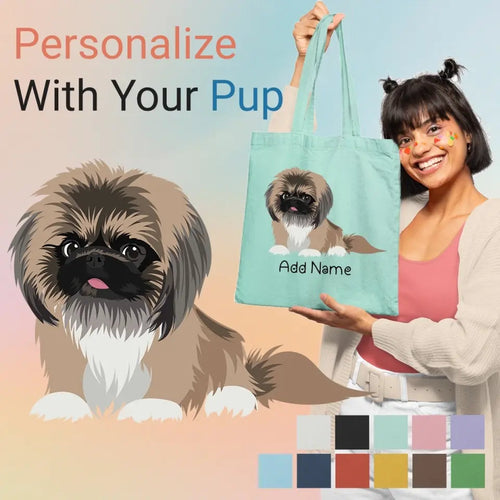 Personalized Pekingese Love Zippered Tote Bag-Accessories-Accessories, Bags, Dog Mom Gifts, Pekingese, Personalized-1