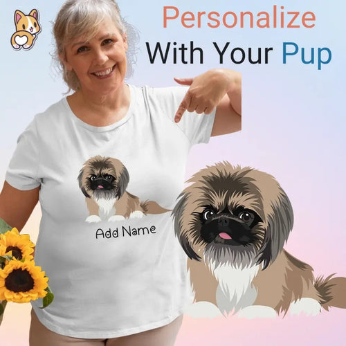 Personalized Pekingese Mom T Shirt for Women-Customizer-Apparel, Dog Mom Gifts, Pekingese, Personalized, Shirt, T Shirt-Modal T-Shirts-White-XL-1