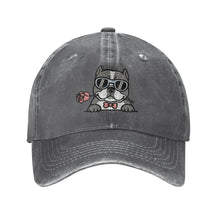 Load image into Gallery viewer, Personalized Pit Bull Baseball Cap - Romeo Pit Bull Design - Match Your Dog's Coat Color-Hats &amp; Caps-Accessories,Baseball Caps,Dog Mom Gifts,Pit Bull-Gray-One Size-4