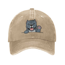 Load image into Gallery viewer, Personalized Pit Bull Baseball Cap - Waving Pit Bull Design - Match Your Dog's Coat Color-Hats &amp; Caps-Accessories,Baseball Caps,Dog Dad Gifts,Dog Mom Gifts,Pit Bull-Beige-One Size-2