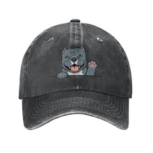 Load image into Gallery viewer, Personalized Pit Bull Baseball Cap - Waving Pit Bull Design - Match Your Dog's Coat Color-Hats &amp; Caps-Accessories,Baseball Caps,Dog Dad Gifts,Dog Mom Gifts,Pit Bull-Black-One Size-1