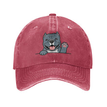 Load image into Gallery viewer, Personalized Pit Bull Baseball Cap - Waving Pit Bull Design - Match Your Dog's Coat Color-Hats &amp; Caps-Accessories,Baseball Caps,Dog Dad Gifts,Dog Mom Gifts,Pit Bull-Wine Red-One Size-3