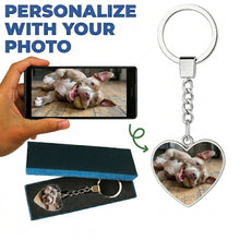 Load image into Gallery viewer, Personalized Pit Bull Keychain - Heart Shaped - Double-Sided Glass-Key Chain-Accessories,Keychain,Pit Bull,Upload Photo-1