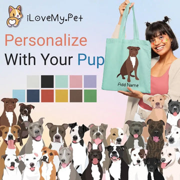 Personalized Pit Bull Love Zippered Tote Bag 360x