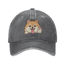 Load image into Gallery viewer, Personalized Pomeranian Baseball Cap - Waving Pomeranian Design - Match Your Dog's Coat Color-Hats &amp; Caps-Accessories,Baseball Caps,Dog Dad Gifts,Dog Mom Gifts,Pomeranian-Deep Heather-One Size-2