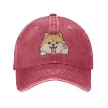 Load image into Gallery viewer, Personalized Pomeranian Baseball Cap - Waving Pomeranian Design - Match Your Dog's Coat Color-Hats &amp; Caps-Accessories,Baseball Caps,Dog Dad Gifts,Dog Mom Gifts,Pomeranian-Red-One Size-1