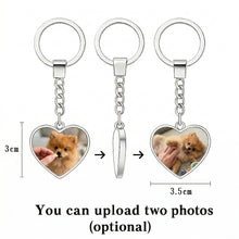 Load image into Gallery viewer, Personalized Pomeranian Keychain - Heart Shaped - Double-Sided Glass-Key Chain-Accessories,Keychain,Pomeranian,Upload Photo-2