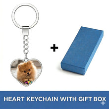 Load image into Gallery viewer, Personalized Pomeranian Keychain - Heart Shaped - Double-Sided Glass-Key Chain-Accessories,Keychain,Pomeranian,Upload Photo-3