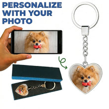 Load image into Gallery viewer, Personalized Pomeranian Keychain - Heart Shaped - Double-Sided Glass-Key Chain-Accessories,Keychain,Pomeranian,Upload Photo-1