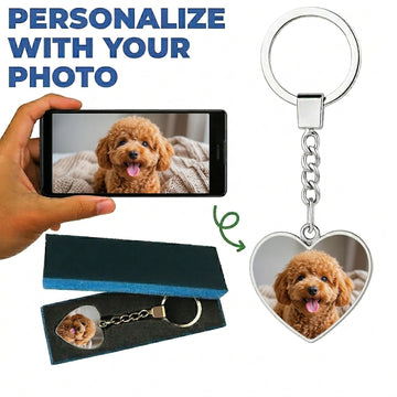 Personalized Poodle Keychain Heart Shaped Double Sided Glass 360x