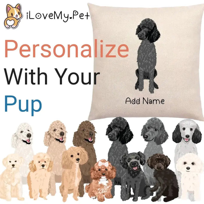 Personalized Poodle Linen Pillowcase-Home Decor-Dog Dad Gifts, Dog Mom Gifts, Home Decor, Personalized, Pillows, Poodle-1