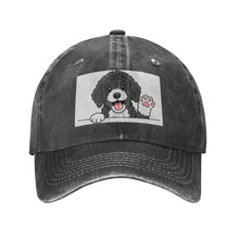 Load image into Gallery viewer, Personalized Portuguese Water Dog Baseball Cap - Waving Portuguese Water Dog Design - Match Your Dog's Coat Color-Hats &amp; Caps-Black-Black-One Size-57