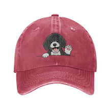 Load image into Gallery viewer, Personalized Portuguese Water Dog Baseball Cap - Waving Portuguese Water Dog Design - Match Your Dog's Coat Color-Hats &amp; Caps-Red-Red-One Size-1