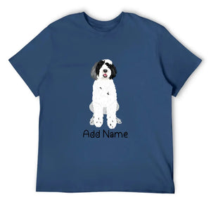 Personalized Portuguese Water Dog Dad Cotton T Shirt-Apparel-Apparel, Dog Dad Gifts, Personalized, Portuguese Water Dog, Shirt, T Shirt-Men's Cotton T Shirt-Navy Blue-Medium-12