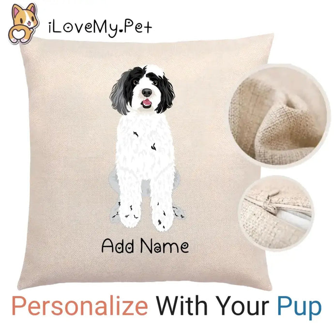 Personalized Portuguese Water Dog Linen Pillowcase-Home Decor-Dog Dad Gifts, Dog Mom Gifts, Home Decor, Personalized, Pillows, Portuguese Water Dog-1