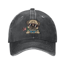 Load image into Gallery viewer, Personalized Pug Baseball Cap - Romeo Pug Design - Match Your Dog's Coat Color-Hats &amp; Caps-Accessories,Baseball Caps,Dog Mom Gifts-Black-One Size-1