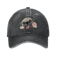 Load image into Gallery viewer, Personalized Pug Baseball Cap - Waving Pug Design - Match Your Dog's Coat Color-Hats &amp; Caps-Accessories,Baseball Caps,Dog Dad Gifts,Dog Mom Gifts,Pug-Black-One Size-4