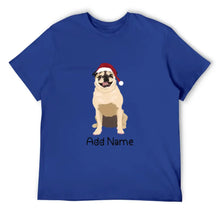 Load image into Gallery viewer, Personalized Pug Dad Cotton T Shirt-Apparel-Apparel, Dog Dad Gifts, Personalized, Pug, Pug - Black, Shirt, T Shirt-Men&#39;s Cotton T Shirt-Blue-Medium-11
