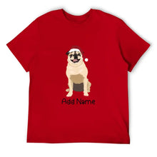 Load image into Gallery viewer, Personalized Pug Dad Cotton T Shirt-Apparel-Apparel, Dog Dad Gifts, Personalized, Pug, Pug - Black, Shirt, T Shirt-Men&#39;s Cotton T Shirt-Red-Medium-14