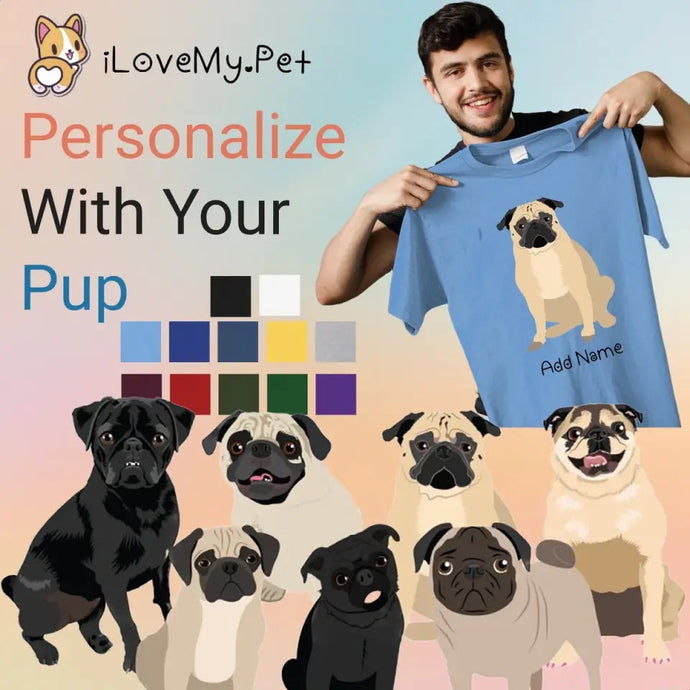 Personalized Pug Dad Cotton T Shirt-Apparel-Apparel, Dog Dad Gifts, Personalized, Pug, Pug - Black, Shirt, T Shirt-1