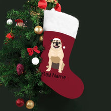 Load image into Gallery viewer, Personalized Pug Large Christmas Stocking-Christmas Ornament-Christmas, Home Decor, Personalized, Pug, Pug - Black-Large Christmas Stocking-Christmas Red-One Size-2