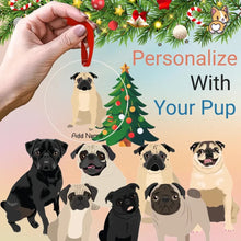 Load image into Gallery viewer, pugs christmas-tree-ornament-multi