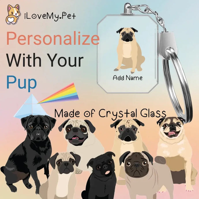 pugs crystal-keychain-multi