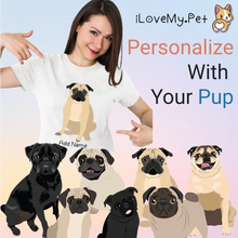 Load image into Gallery viewer, Personalized Pug Mom T Shirt for Women-Customizer-Apparel, Dog Mom Gifts, Personalized, Pug, Pug - Black, Shirt, T Shirt-1