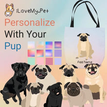 Load image into Gallery viewer, Personalized Pug Small Tote Bag-Accessories-Accessories, Bags, Dog Mom Gifts, Personalized, Pug, Pug - Black-Small Tote Bag-Your Design-One Size-1