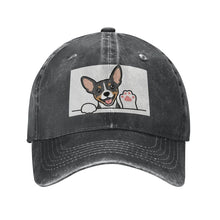 Load image into Gallery viewer, Personalized Rat Terrier Baseball Cap - Waving Rat Terrier Design - Match Your Dog's Coat Color-Hats &amp; Caps-Black-Black-One Size-1