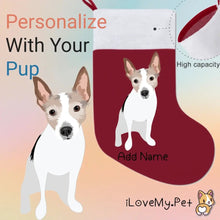 Load image into Gallery viewer, Personalized Rat Terrier Large Christmas Stocking-Christmas Ornament-Christmas, Home Decor, Personalized, Rat Terrier-Large Christmas Stocking-Christmas Red-One Size-1