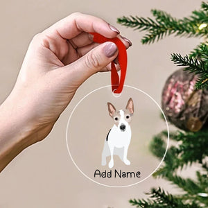 Personalized Rat Terrier Love Christmas Tree Ornaments-Christmas Ornament-Christmas, Personalized, Rat Terrier-Christmas Tree Ornaments-Transparent-3.5" or 8.9 cm-2