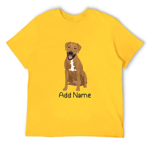 Personalized Rhodesian Ridgeback Dad Cotton T Shirt-Apparel-Apparel, Dog Dad Gifts, Personalized, Rhodesian Ridgeback, Shirt, T Shirt-Men's Cotton T Shirt-Yellow-Medium-13